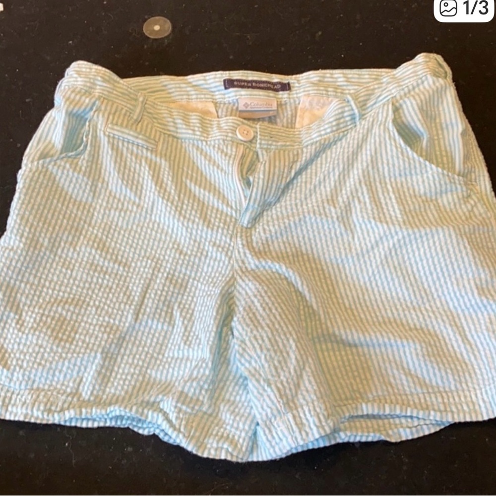 Columbia Women's Light Blue Striped Bermudas